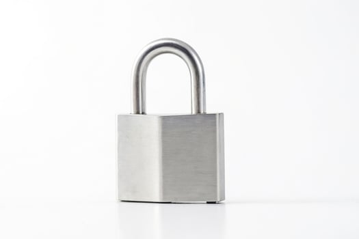 Stainless Steel Padlock on White Background photo