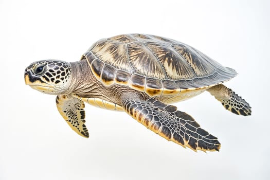 Sea Turtle Swimming in White Background photo