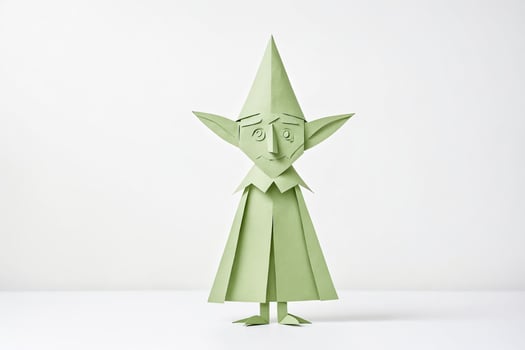 Green Paper Elf on White Background photo