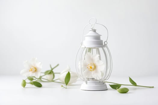 White Lantern with Flower Inside photo