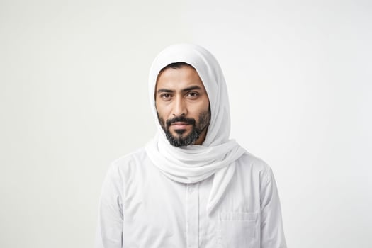 Portrait of a Young Man Wearing a White Scarf photo