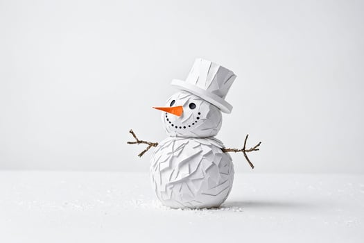 Paper Snowman on White Background photo