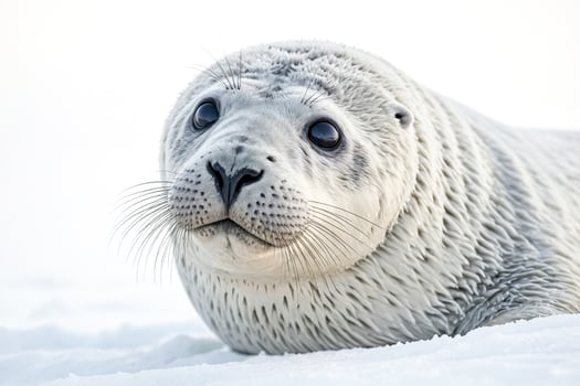 Closeup of a Curious Seal Pup on Ice photo