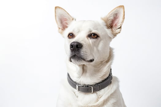 White Dog Portrait with Collar photo
