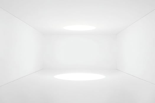 Minimalist White Room with Two Circular Light Sources photo