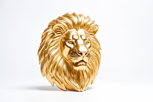Golden Lion Head Sculpture photo