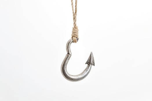 Metal Hook with Rope on White Background photo