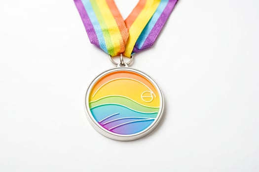 Rainbow Medal with Sunset and Waves Design photo