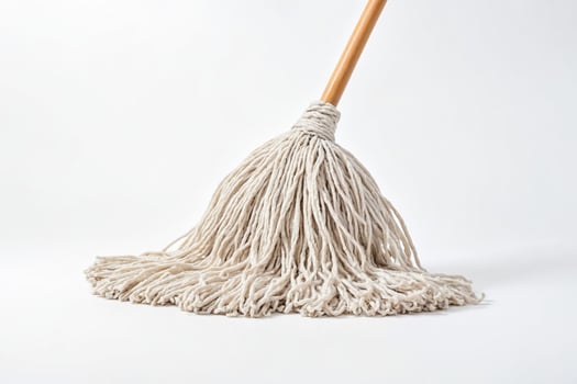 White Mop Head with Wooden Handle photo