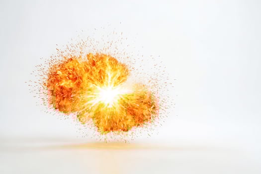 Fiery Explosion with White Background photo