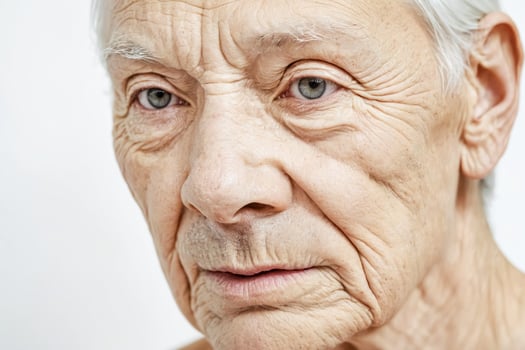 Close up portrait of elderly woman's face photo