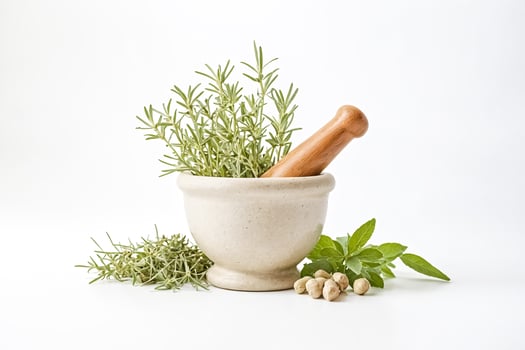 Mortar and Pestle with Herbs and Spices photo