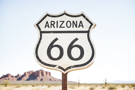 Route 66 sign in Arizona desert photo