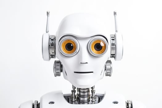 White Robot Head with Orange Eyes photo