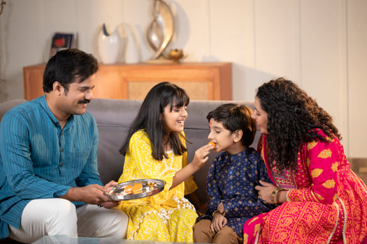 Family Celebrating Raksha Bandhan Festival photo
