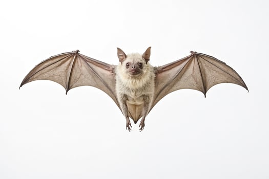 White-faced Bat Flying Isolated on White Background photo