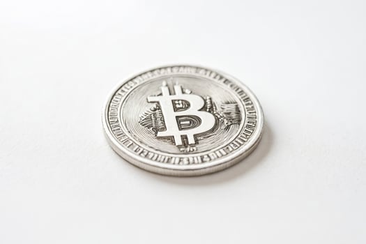 Close-up of a Silver Bitcoin photo