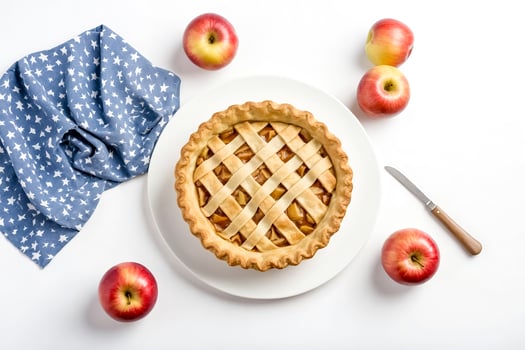 Apple Pie and Apples on a White Background photo