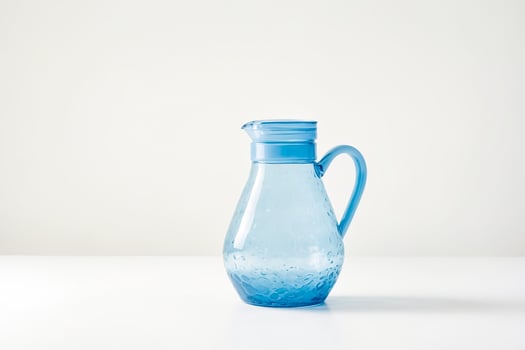 Blue Glass Pitcher on White Background photo