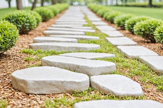 Stone Pathway in a Lush Garden photo
