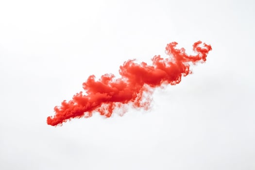 Red smoke cloud against a white background photo