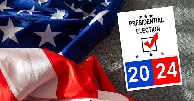 Presidential Election 2024 in United States. Vote day, November 5. US Election campaign. Make your choice. Patriotic american illustration. Poster, card, banner and background photo