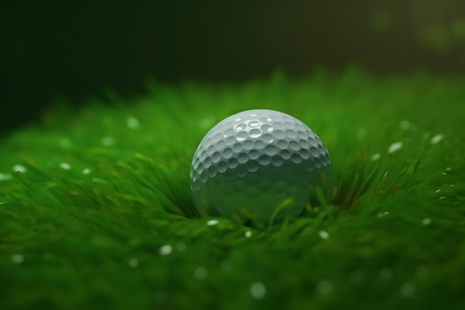 Golf ball on green grass. Neural network photo