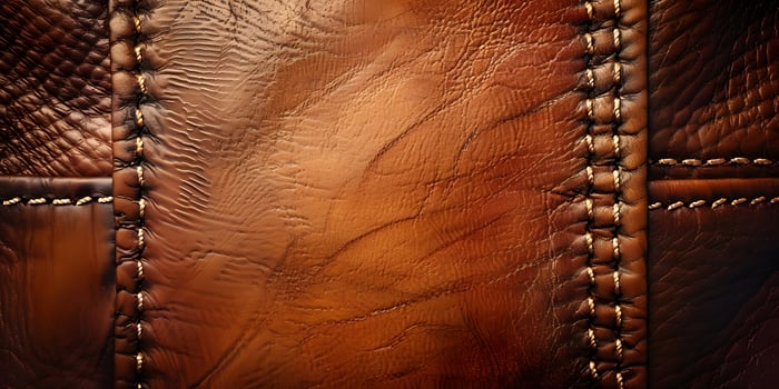 luxury brown leather bag texture background with stitching photo