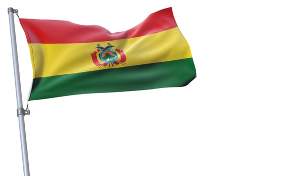a flag is waving in the wind of Bolivia on a white background photo