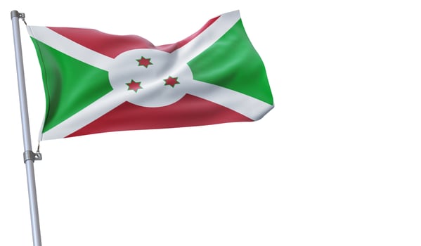 a flag is waving in the wind of Burundi on a white background photo