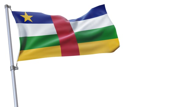 a flag is waving in the wind of Central African on a white background photo