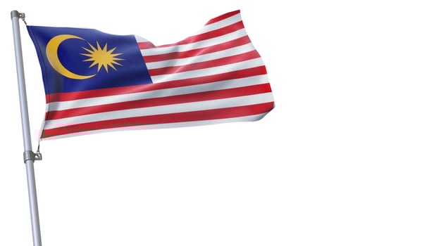 a flag is waving in the wind of Malaysia on a white background photo