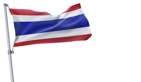 a flag is waving in the wind of Thailand on a white background photo