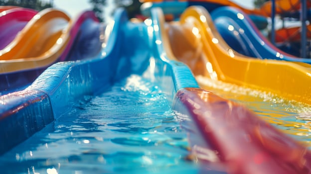 Colorful slides in the water park photo