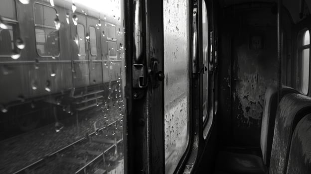 The trains whistle echoes through the dreary weather adding a melancholic tone to the journey photo