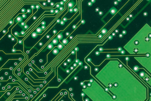 Detailed Green Circuit Board, Close-up. photo