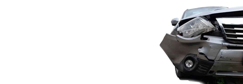 Front End Damage on Car, Copy Space. Web Banner Concept photo