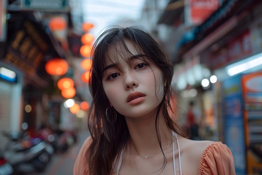 portrait of a asian woman in the city photo