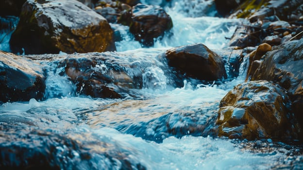 Tranquil Water Flow Over Rocks in Nature Embrace photo