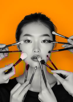 Banner for the beauty industry or bloggers, focused on facial beauty and modern fashion for makeup. photo