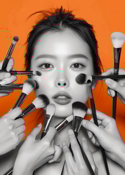 Banner for the beauty industry or bloggers, focused on facial beauty and modern fashion for makeup. photo