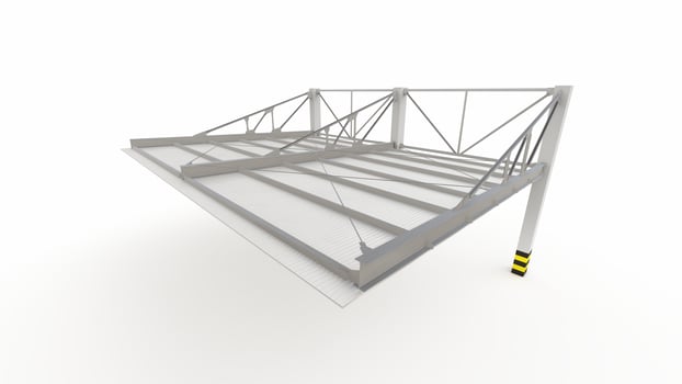 Large parking roof 3D model and illustration with design elements such as metal, architecture. photo