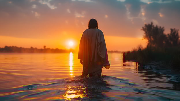 A man walking on water photo