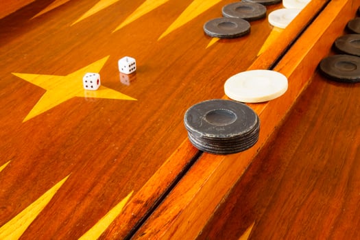 Old wooden backgammon game photo