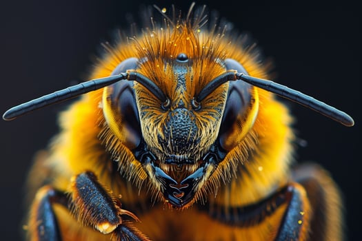 Close-Up Portrait of a Bee with Striking Details photo