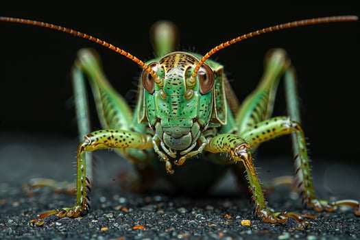 Close-up Portrait of a Green Grasshopper photo