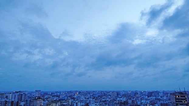 Amazing view of a cityscape with blue sunset Sky photo