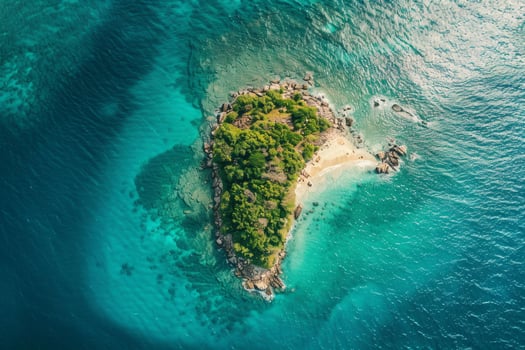 Aerial view of secluded tropical island photo