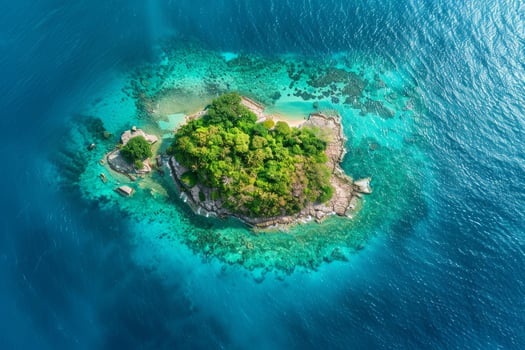 Aerial view of tropical island paradise photo