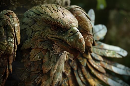 Majestic eagle sculpture in closeup photo